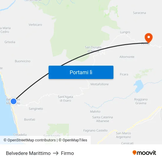Belvedere Marittimo to Firmo map