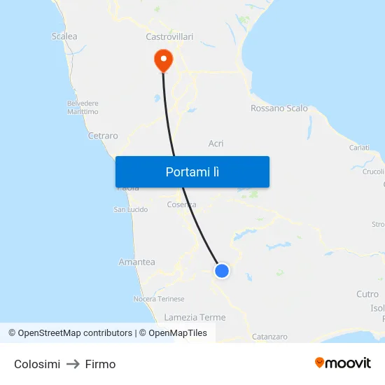 Colosimi to Firmo map