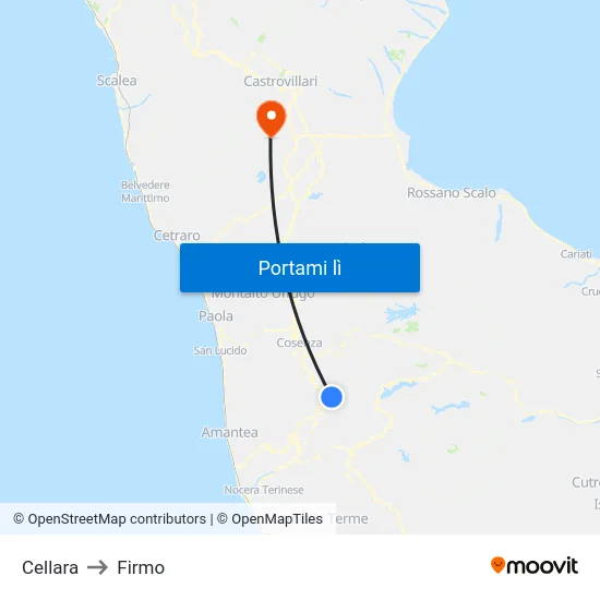 Cellara to Firmo map