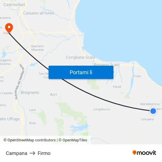 Campana to Firmo map