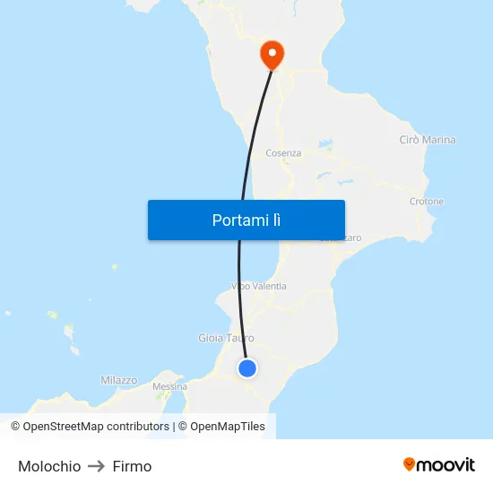 Molochio to Firmo map