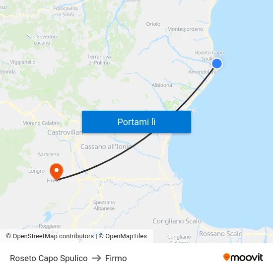 Roseto Capo Spulico to Firmo map
