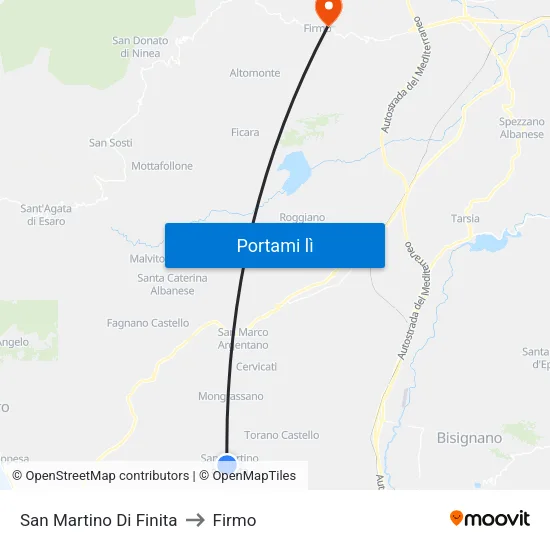 San Martino Di Finita to Firmo map