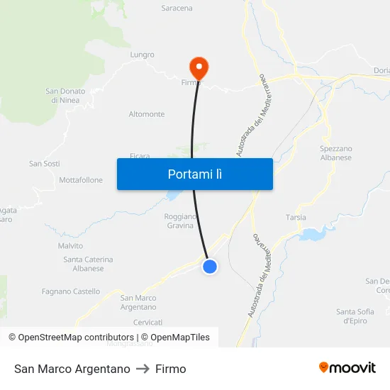 San Marco Argentano to Firmo map