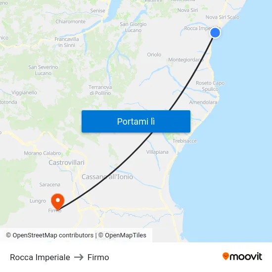 Rocca Imperiale to Firmo map