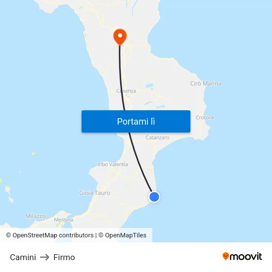 Camini to Firmo map