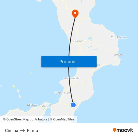 Ciminà to Firmo map
