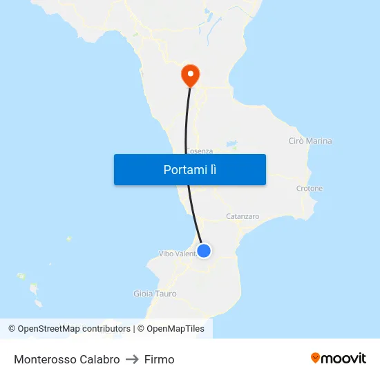 Monterosso Calabro to Firmo map