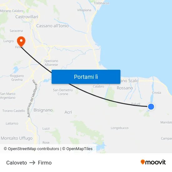 Caloveto to Firmo map