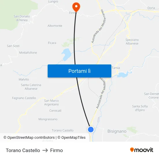 Torano Castello to Firmo map