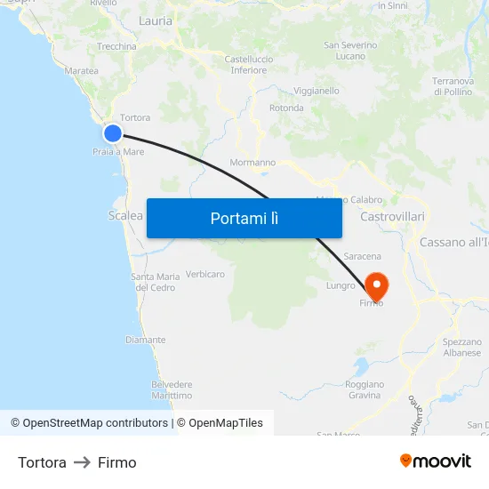 Tortora to Firmo map