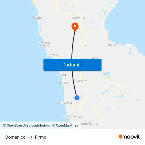 Domanico to Firmo map