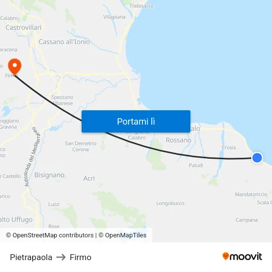 Pietrapaola to Firmo map