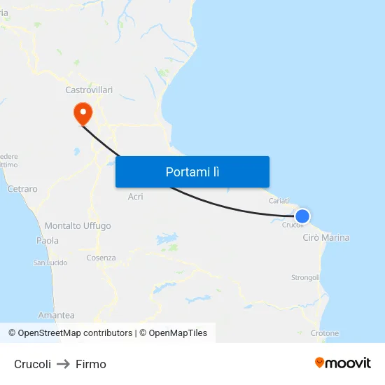Crucoli to Firmo map