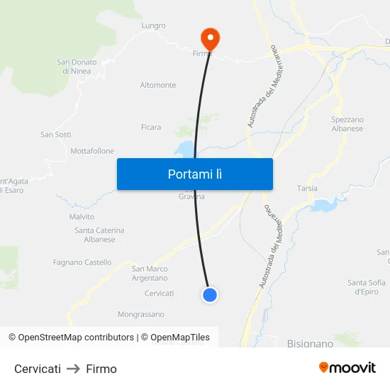 Cervicati to Firmo map