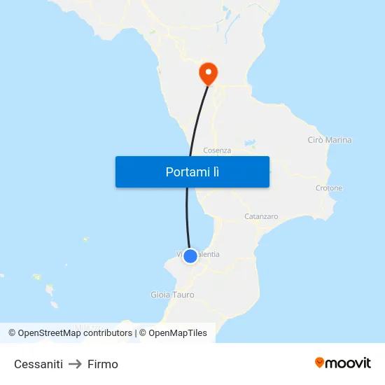 Cessaniti to Firmo map