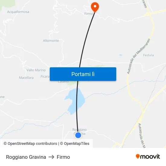 Roggiano Gravina to Firmo map
