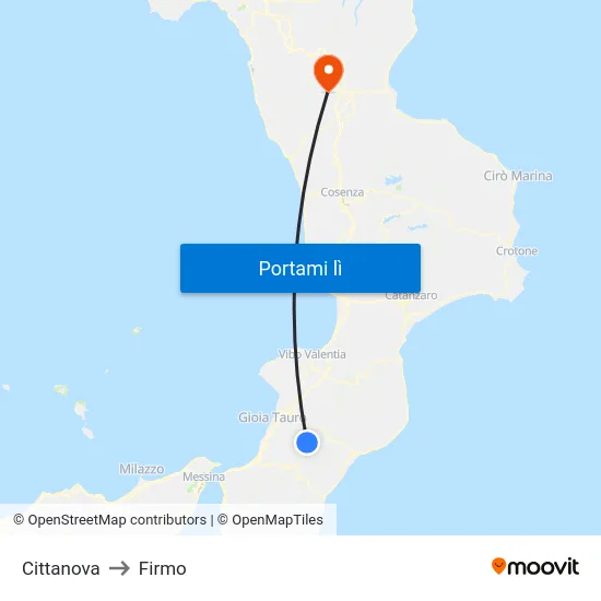 Cittanova to Firmo map