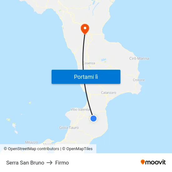 Serra San Bruno to Firmo map