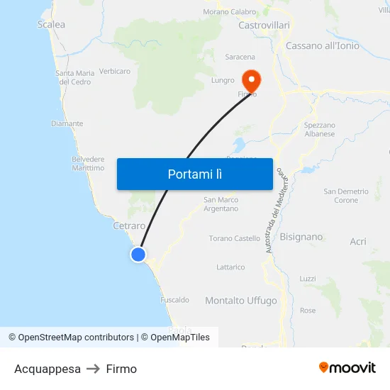Acquappesa to Firmo map