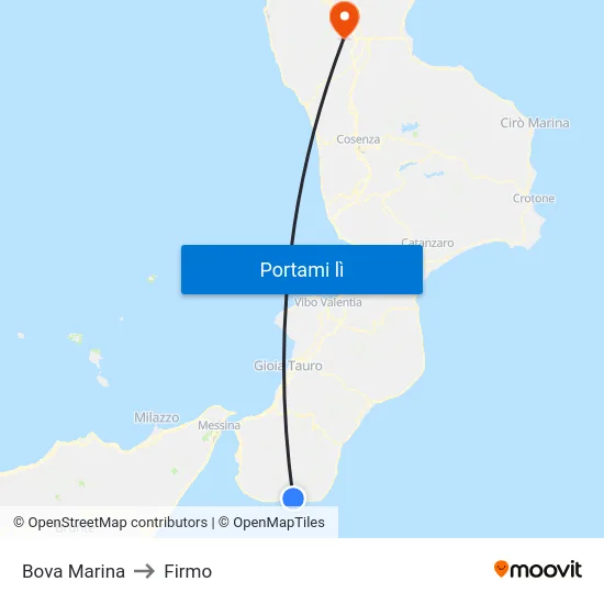 Bova Marina to Firmo map