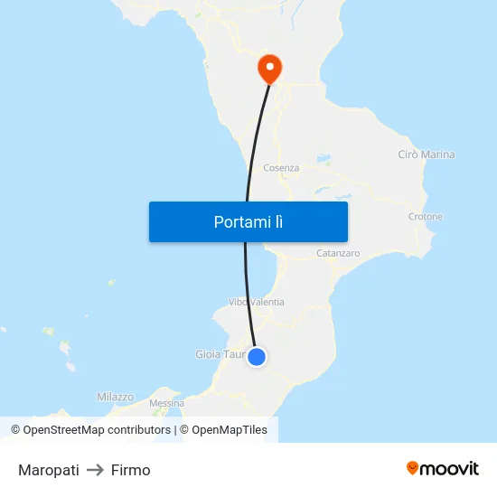 Maropati to Firmo map