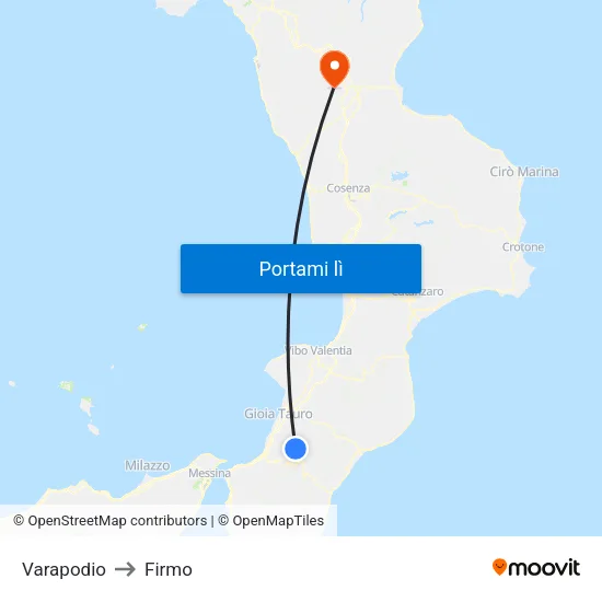 Varapodio to Firmo map