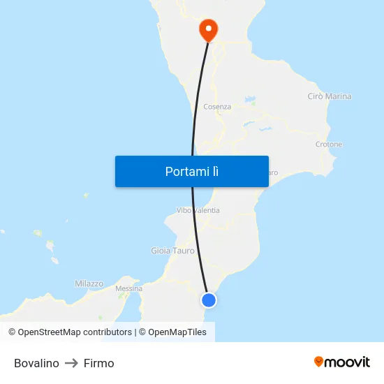 Bovalino to Firmo map