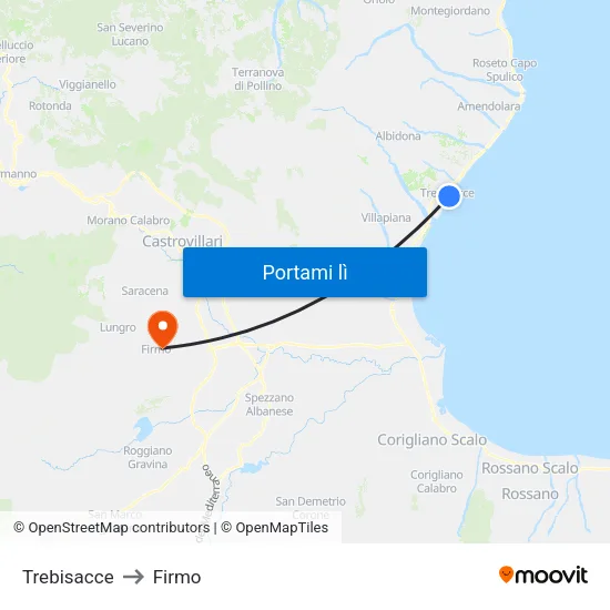 Trebisacce to Firmo map