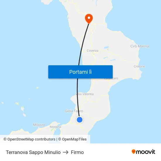 Terranova Sappo Minulio to Firmo map