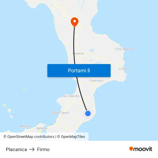 Placanica to Firmo map