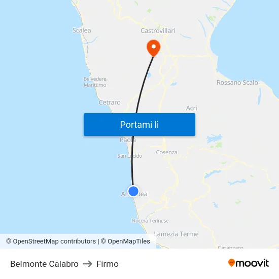 Belmonte Calabro to Firmo map
