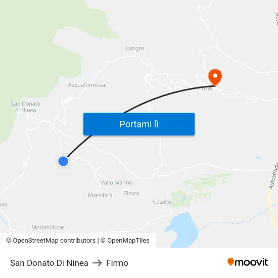 San Donato Di Ninea to Firmo map