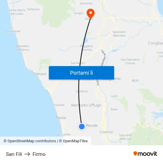 San Fili to Firmo map