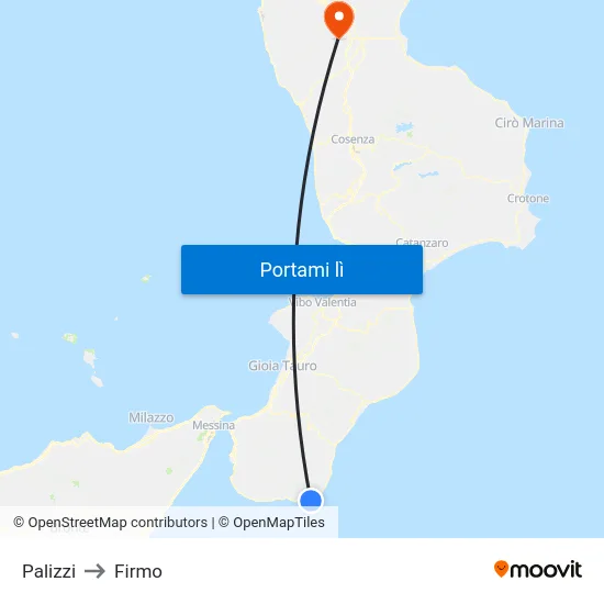 Palizzi to Firmo map