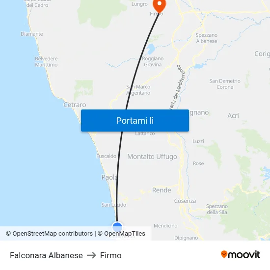 Falconara Albanese to Firmo map