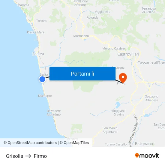 Grisolia to Firmo map