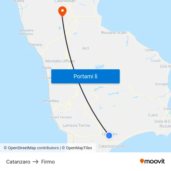 Catanzaro to Firmo map