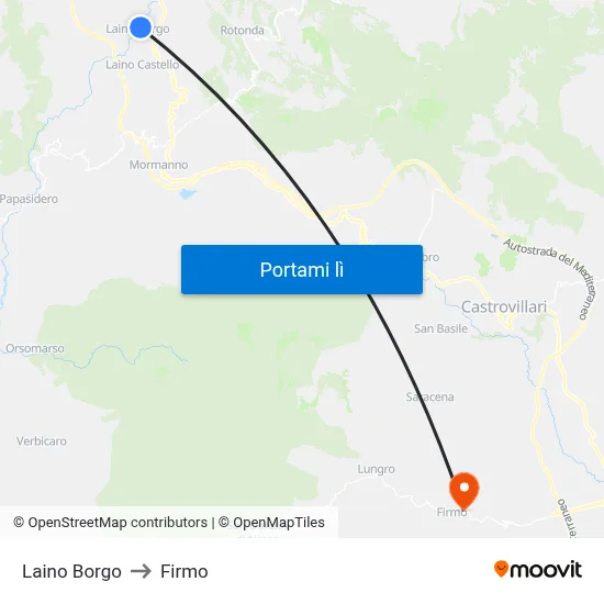 Laino Borgo to Firmo map