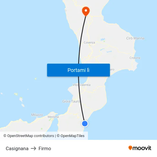 Casignana to Firmo map
