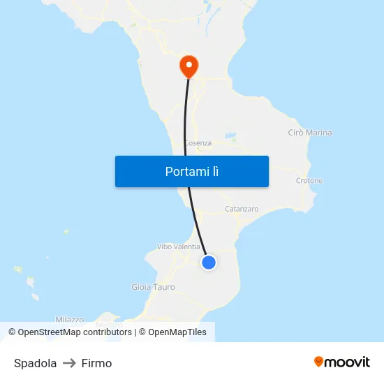 Spadola to Firmo map