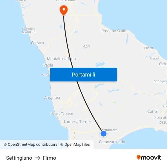 Settingiano to Firmo map