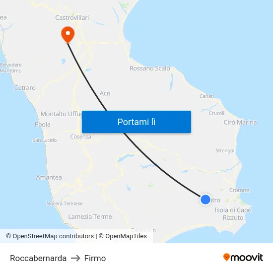 Roccabernarda to Firmo map