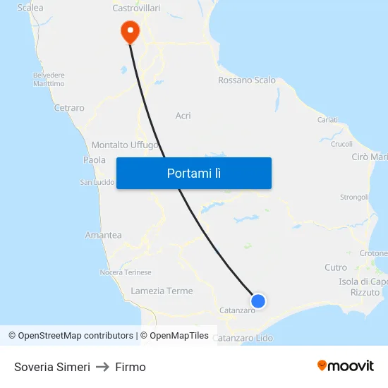 Soveria Simeri to Firmo map