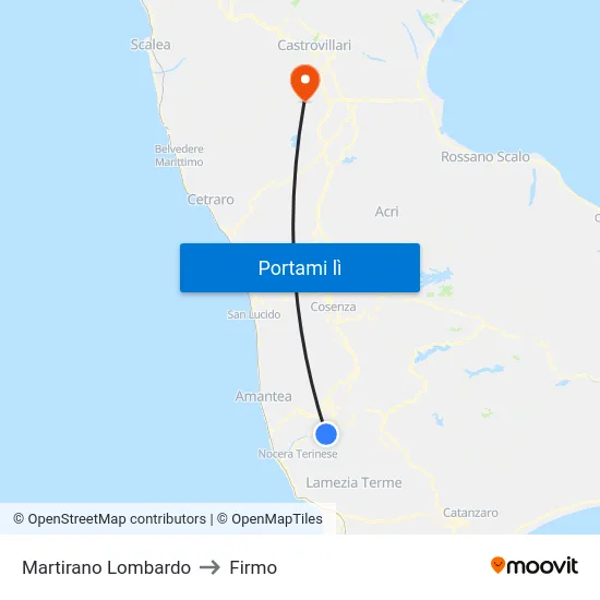 Martirano Lombardo to Firmo map