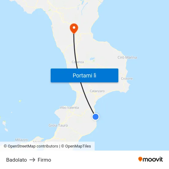 Badolato to Firmo map