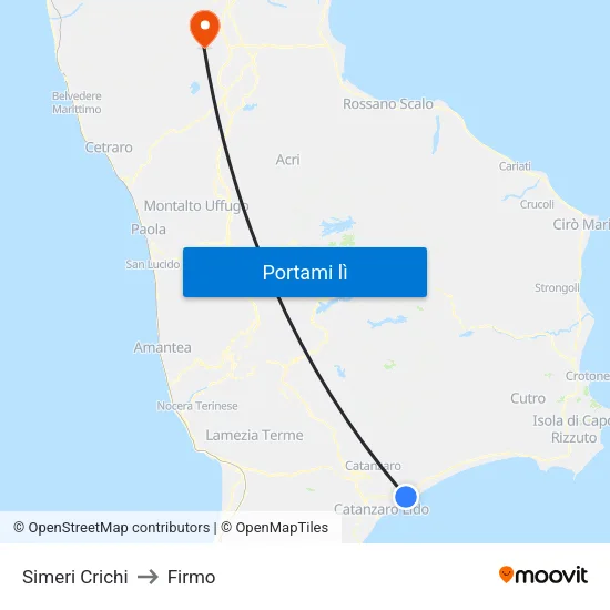 Simeri Crichi to Firmo map