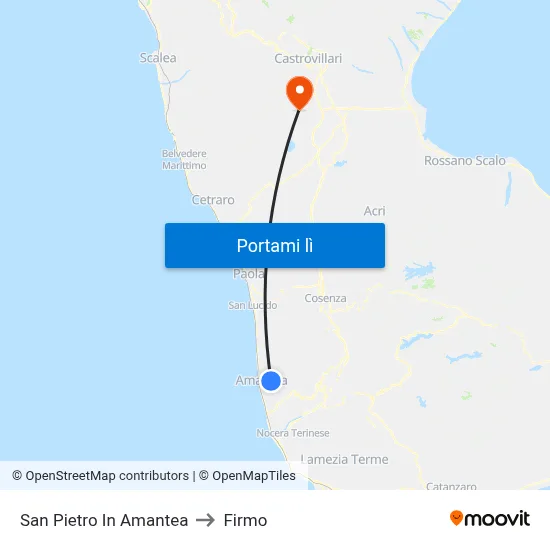 San Pietro In Amantea to Firmo map