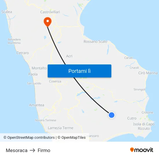 Mesoraca to Firmo map