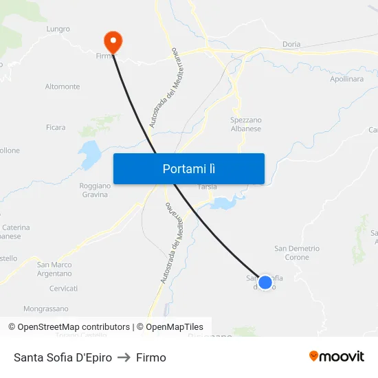 Santa Sofia D'Epiro to Firmo map